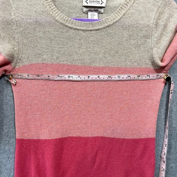 Nanette Lepore 100% Cashmere w FLAW Colorblock Crewneck Sweater XS Lightweight - Picture 4 of 8